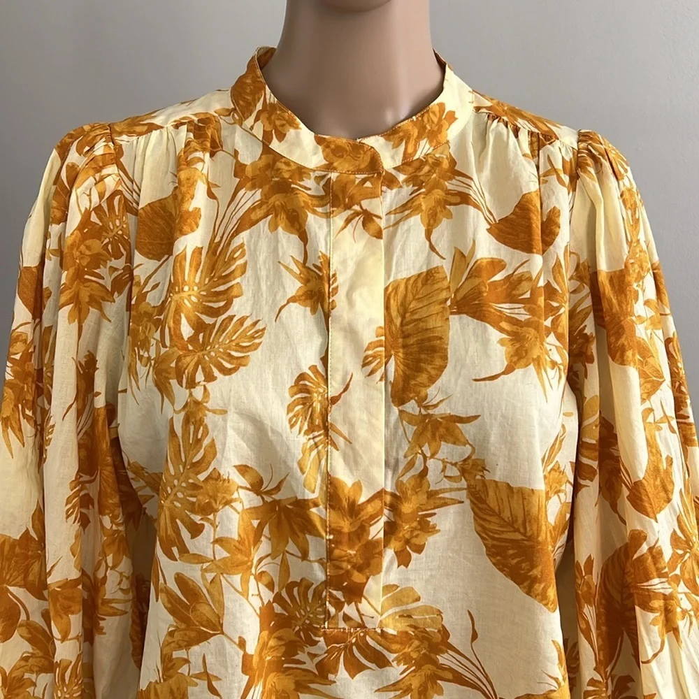 Banana Republic Cotton Floral Blouse Yellow Size S - Picture 4 of 12